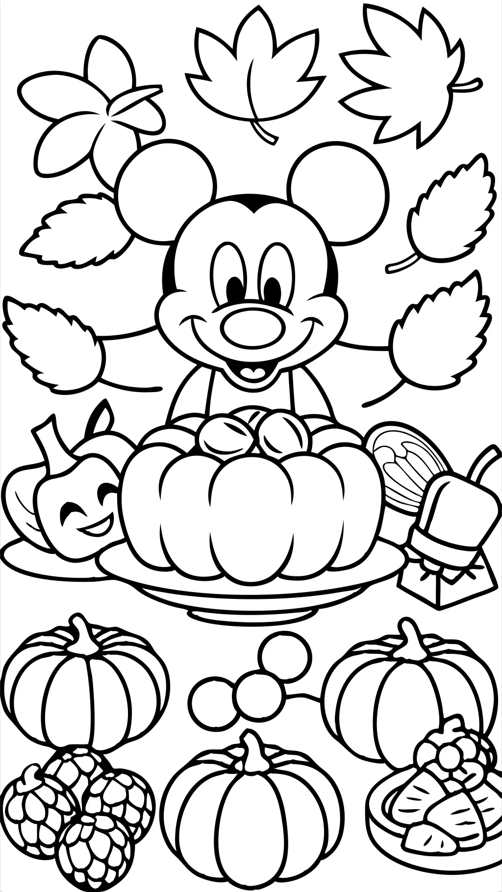 coloriage de Thanksgiving Mickey Mouse